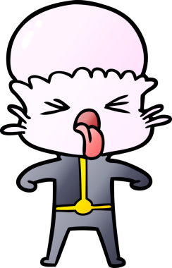 Bir insan tarafından çizilmiş iğrenç bir çizgi film uzaylısı.