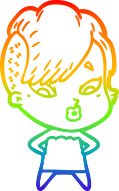 gökkuşağı gradyanı çizimi bir çizgi film kızı şaşırttı bir insan tarafından çizildi