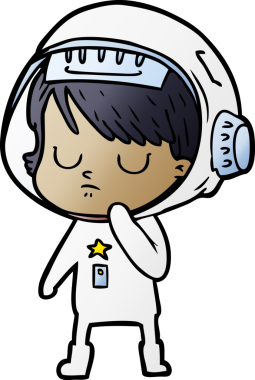 Bir insan tarafından çizilmiş astronot kadın.