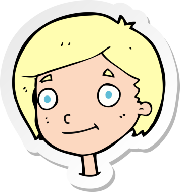 Bir insan tarafından çizilmiş mutlu bir çocuğun çıkartması.