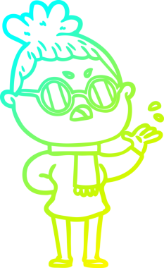 Bir insan tarafından çizilmiş bir çizgi filmin soğuk gradyan çizimi.