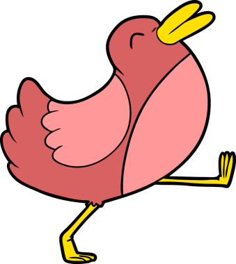 Bir insan tarafından çizilmiş komik çizgi film kuşları.