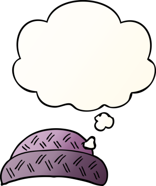 Düşünce baloncuklu çizgi film şapkası bir insan tarafından çizilmiş.
