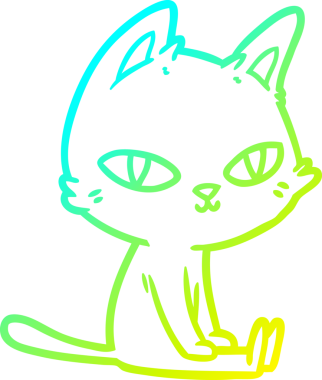 Bir insan tarafından çizilmiş çizgi film kedisinin soğuk gradyan çizgisi