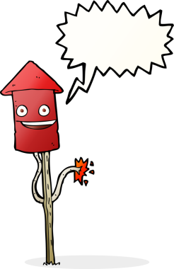 Bir insan tarafından çizilmiş konuşma baloncuklu havai fişek.