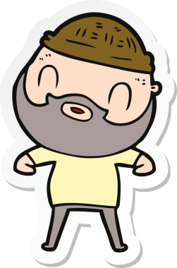 Bir insan tarafından çizilmiş sakallı bir adamın çıkartması.