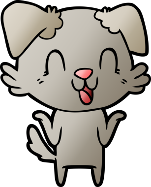 Bir insanın çizdiği omuzlarını silkeleyen bir çizgi film köpeği.