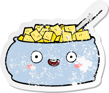 Bir insan tarafından çizilmiş tatlı bir şeker kasesinin sıkıntılı çıkartması.