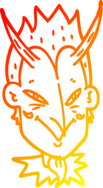 Bir insan tarafından çizilmiş karikatür şeytan yüzü.