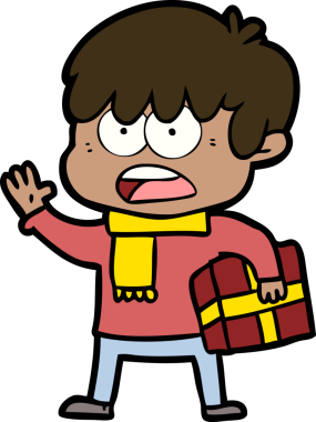 Bir insan tarafından çizilmiş endişeli çizgi film çocuğu.