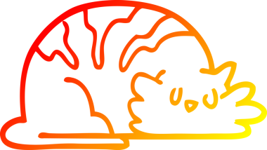 Bir insan tarafından çizilmiş, uykulu bir çizgi film çizimi.