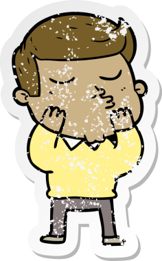 Bir insan tarafından çizilmiş karikatür mankeni adamın sıkıntılı çıkartması.