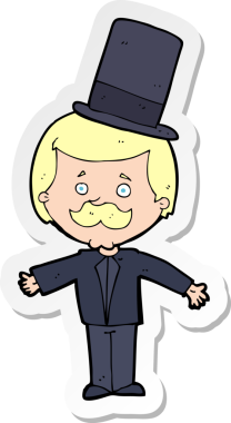 Bir insan tarafından çizilmiş silindir şapkalı bir adamın çıkartması.