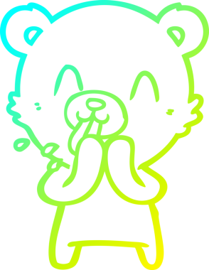 Bir insan tarafından çizilmiş kaba bir çizgi film ayısının soğuk gradyan çizimi