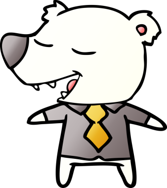 Kutup ayısı gömlekli ve kravatlı bir insan tarafından çizilmiş.