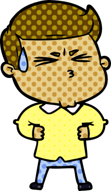 Bir insan tarafından çizilmiş terleyen çizgi film adamı.