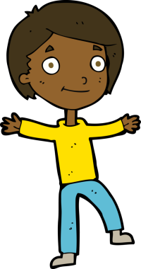 Bir insan tarafından çizilmiş heyecanlı bir çocuk.