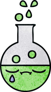 Bir insan tarafından çizilmiş bir test tüpünün retro grunge desen karikatürü