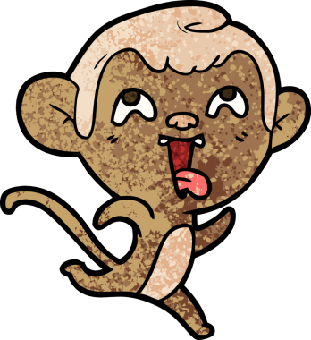 Bir insan tarafından çizilmiş çılgın çizgi film maymunu