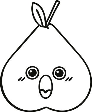 Bir insan tarafından çizilmiş yeşil bir armut çizimi.