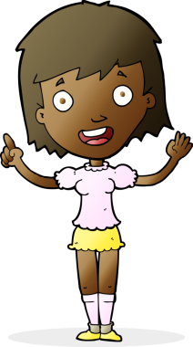 Bir insan tarafından çizilmiş çizgi film kadını.