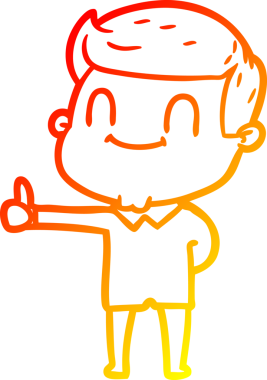 Bir insan tarafından çizilmiş, karikatür dostu bir adamın sıcak çizgi çizimi