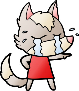 Bir insan tarafından çizilmiş ağlayan kurt çizgi filmi.