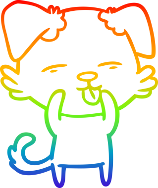 gökkuşağı gradyan çizgi çizimi bir insan tarafından çizilmiş dili dışarı çıkaran bir köpek