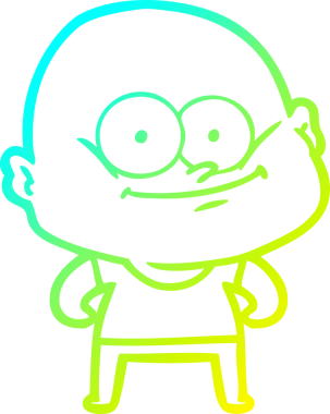 Bir insan tarafından çizilmiş, kel bir adamın soğuk çizgi çizimi.