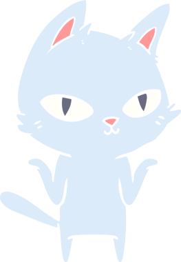 Bir insan tarafından çizilmiş düz renkli çizgi film kedisi.