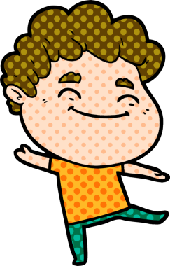 Bir insan tarafından çizilmiş çizgi film dostu bir adam.