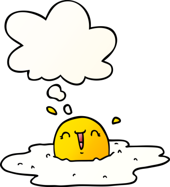 Düşünce baloncuklu çizgi film sahanda yumurta bir insan tarafından çizilmiş.