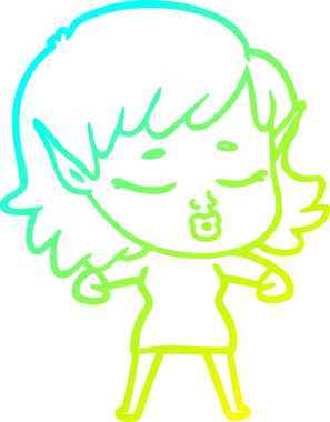 Bir insan tarafından çizilmiş güzel bir elf kızı çizimi.