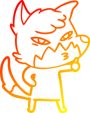 Bir insan tarafından çizilmiş akıllı bir tilkinin sıcak çizgi çizimi