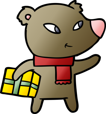 Bir insan tarafından çizilmiş şirin bir çizgi film Noel Ayısı.