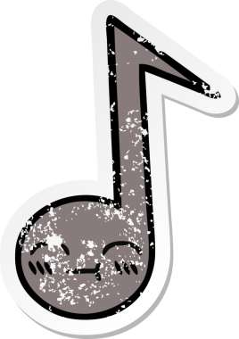 Bir insan tarafından çizilmiş şirin bir karikatür müzik notasının sıkıntılı çıkartması.