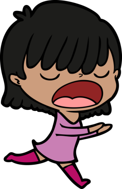 Çizgi filmdeki kadın bir insan tarafından yüksek sesle çizilmiş.