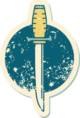 Bir insan tarafından çizilmiş bir hançerin sembolik dövmeli görüntüsü