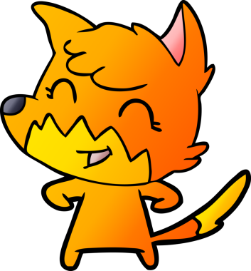 Bir insan tarafından çizilmiş mutlu çizgi film tilkisi.