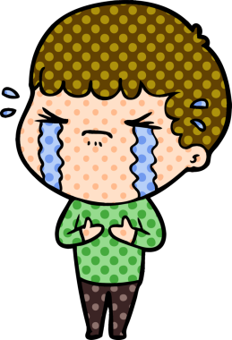 Bir insan tarafından çizilmiş ağlayan çizgi film adamı.