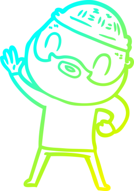 Bir insan tarafından çizilmiş sakallı bir karikatür çizimi.