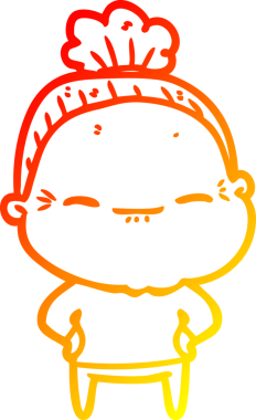 Bir insan tarafından çizilmiş barışçıl, yaşlı bir kadının sıcak çizgi çizimi.