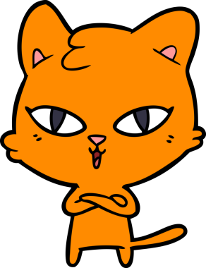 Bir insan tarafından çizilmiş çizgi film kedisi.