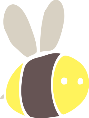 Bir insan tarafından çizilmiş düz renk karikatür arısı