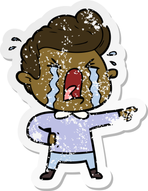 Bir insan tarafından çizilmiş ağlayan bir karikatür çıkartması.