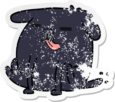 Bir insan tarafından çizilmiş şirin bir köpeğin depresif bir çizgi film çizimi.