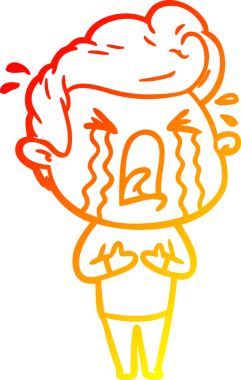 Bir insan tarafından çizilmiş, ağlayan bir çizgi film karakteri.