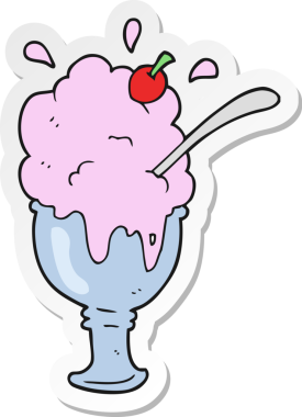 Bir insan tarafından çizilmiş karikatür dondurma etiketi.