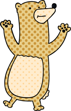 Bir insan tarafından çizilmiş tuhaf çizgi film ayısı.