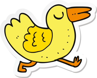 Bir insan tarafından çizilmiş çizgi film kuşunun çıkartması.